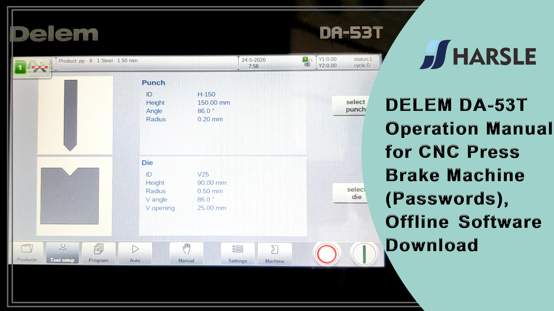 DELEM DA-53T Manuale operativo per pressa piegatrice CNC (password), download del software offline